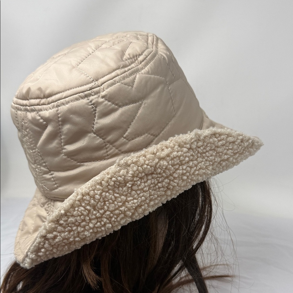 Rag & Bone Sherpa Quilted Bucket Hat Cream Neutral Scandi Winter Quiet Luxury - Picture 4 of 8